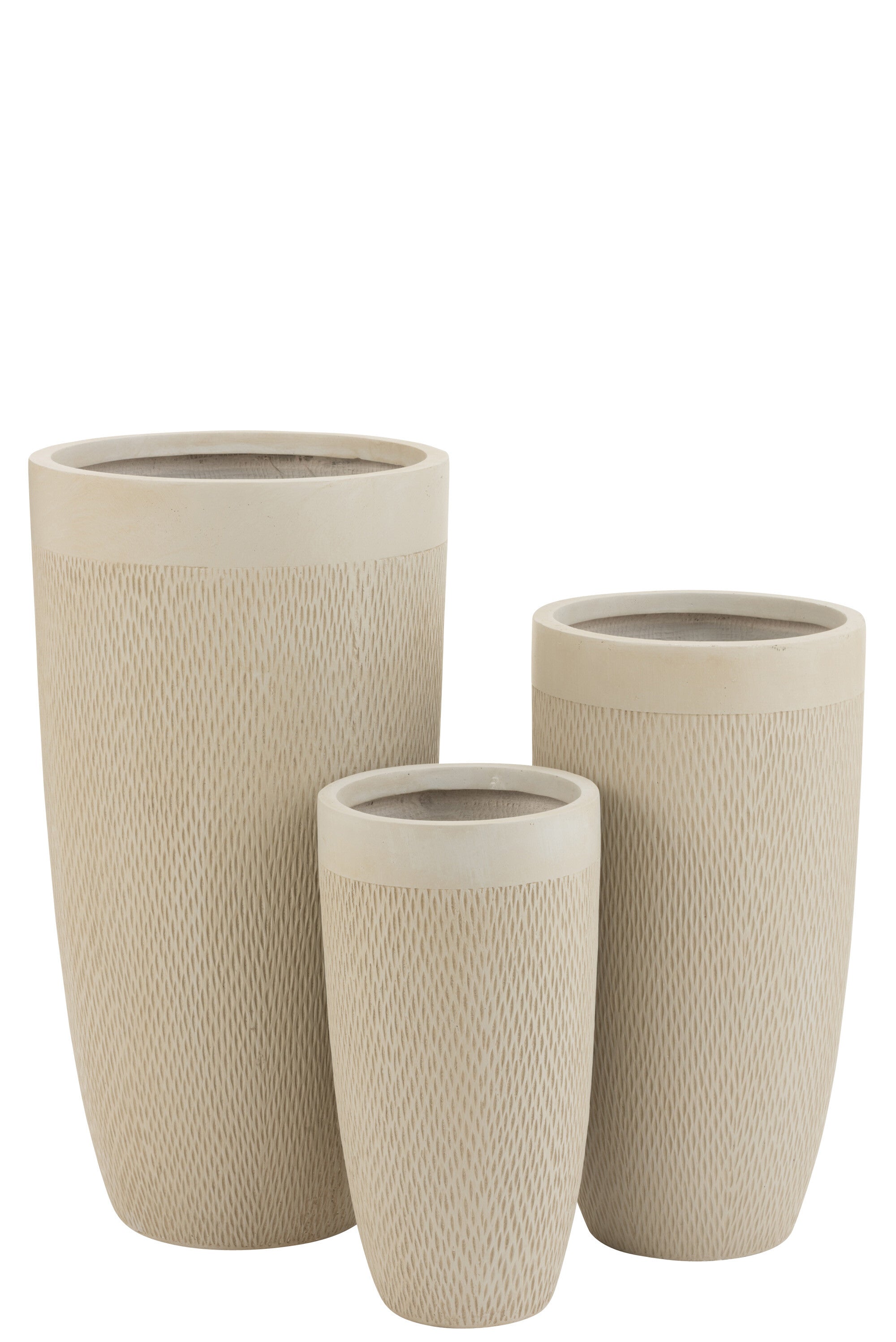 J-Line vaas Rond Hoog Klei - keramiek - beige - 3 stuks - Ø 38 cm