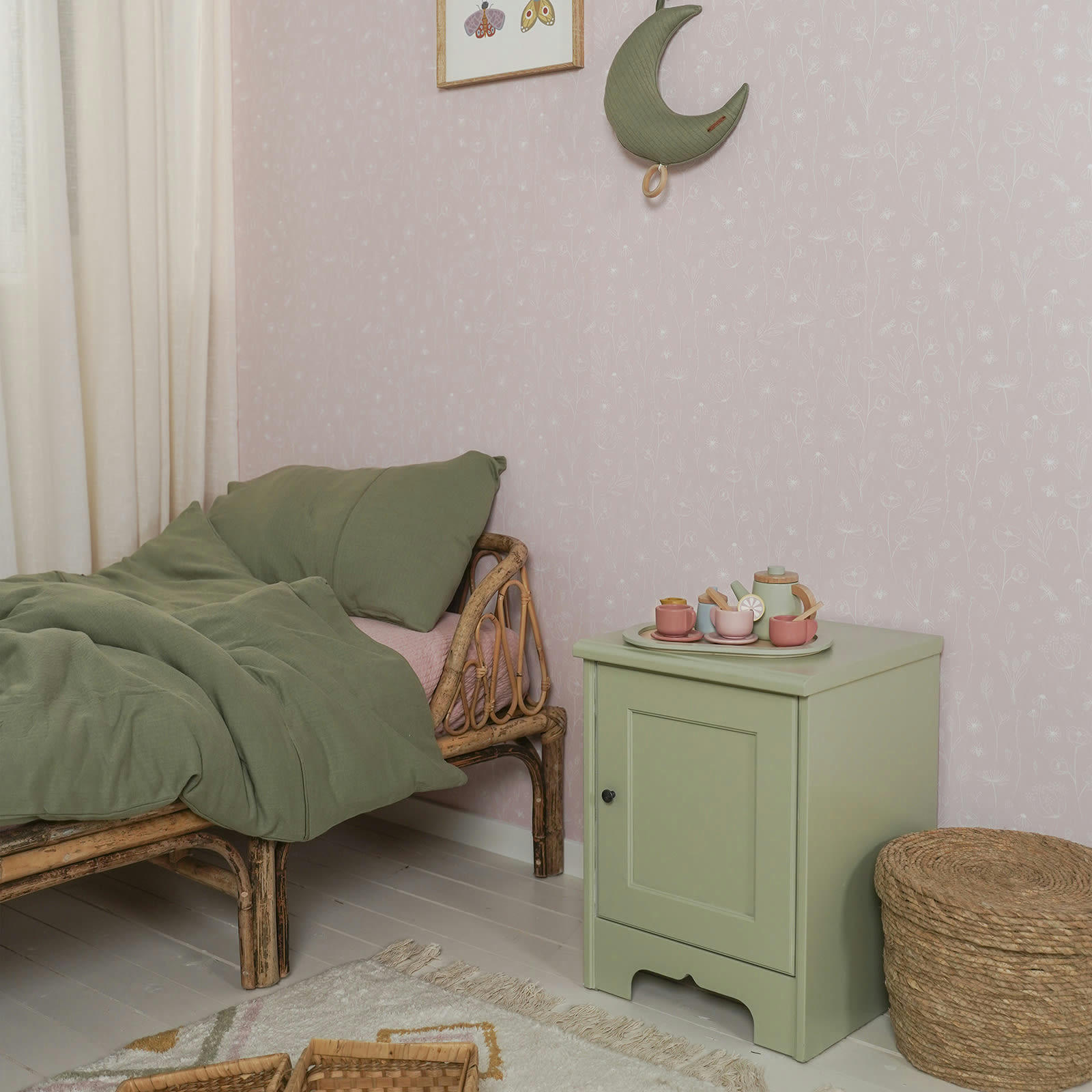 - papier peint farandole fleurie rose 1000x53cm