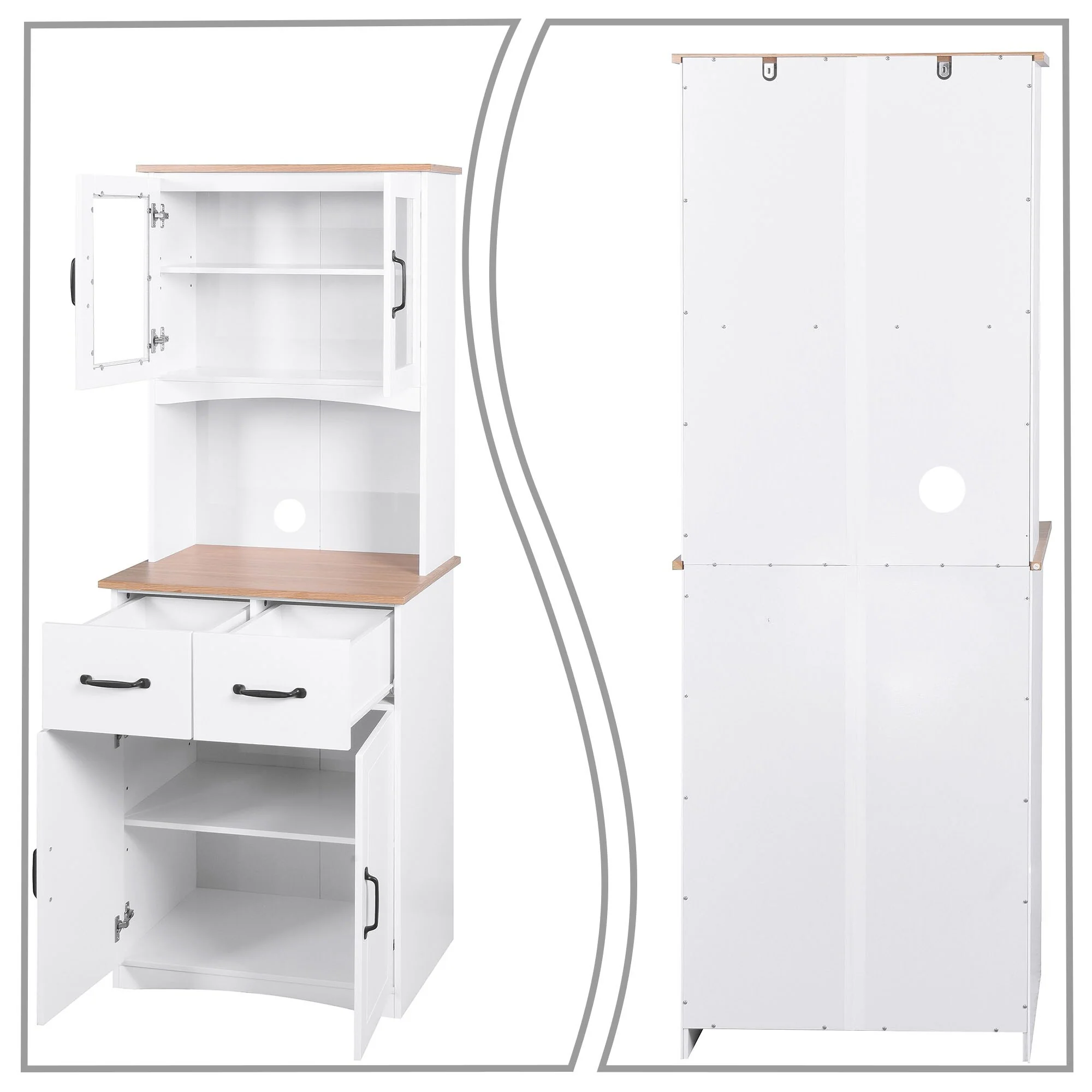 Modern Farmhouse Style Wooden Kitchen Dining Room Storage Cabinet