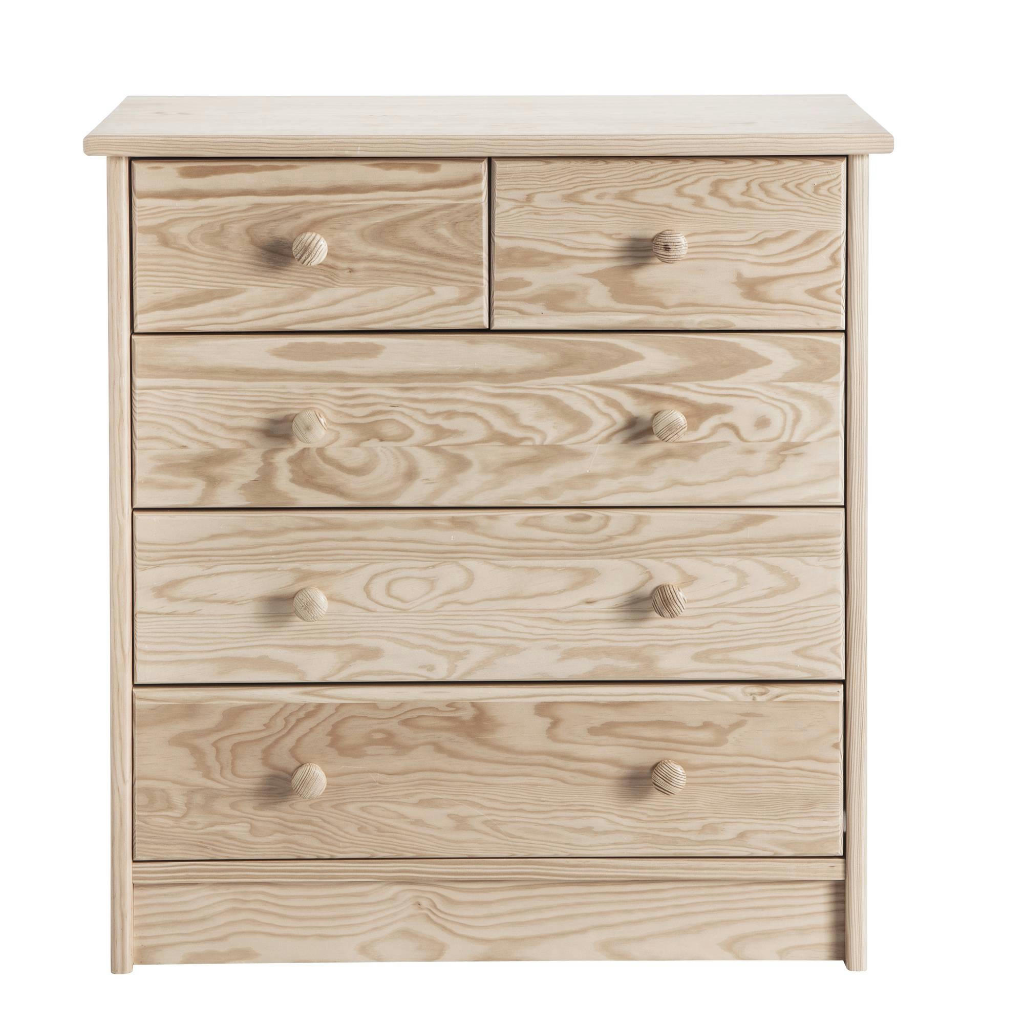 IRIS - Commode 5 tiroirs en bois massif brut à peindre