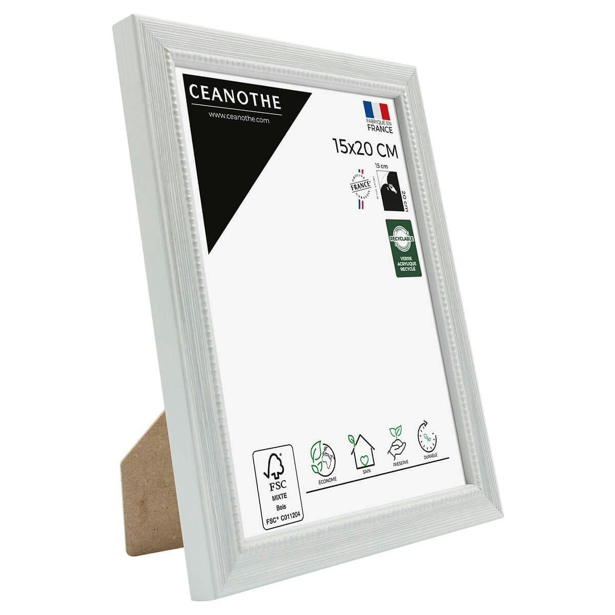 PERLE - Cadre photo gris clair 15x20 cm bois massif fsc