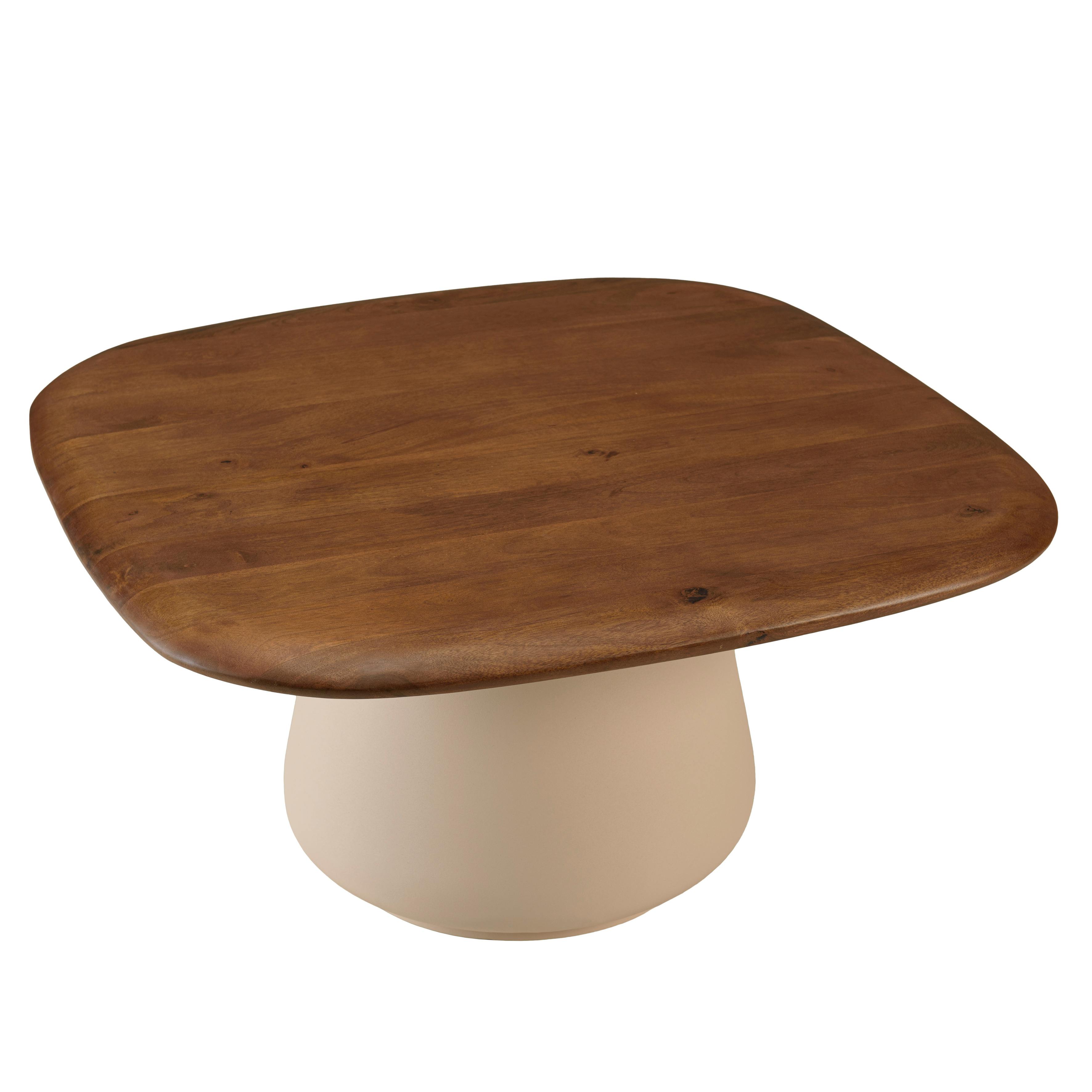 Table basse 70 cm en manguier pied ivoire TOSCA