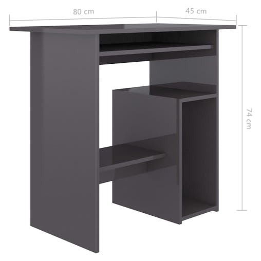 NNEVL Desk High Gloss Grey 80x45x74 cm Chipboard