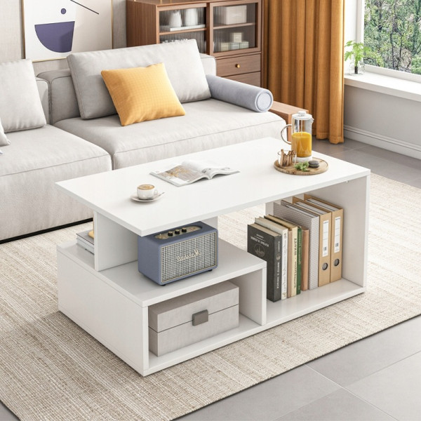 Ława stolik biały kawowy nowoczesny z półką salon pokój loft duży 90 cm