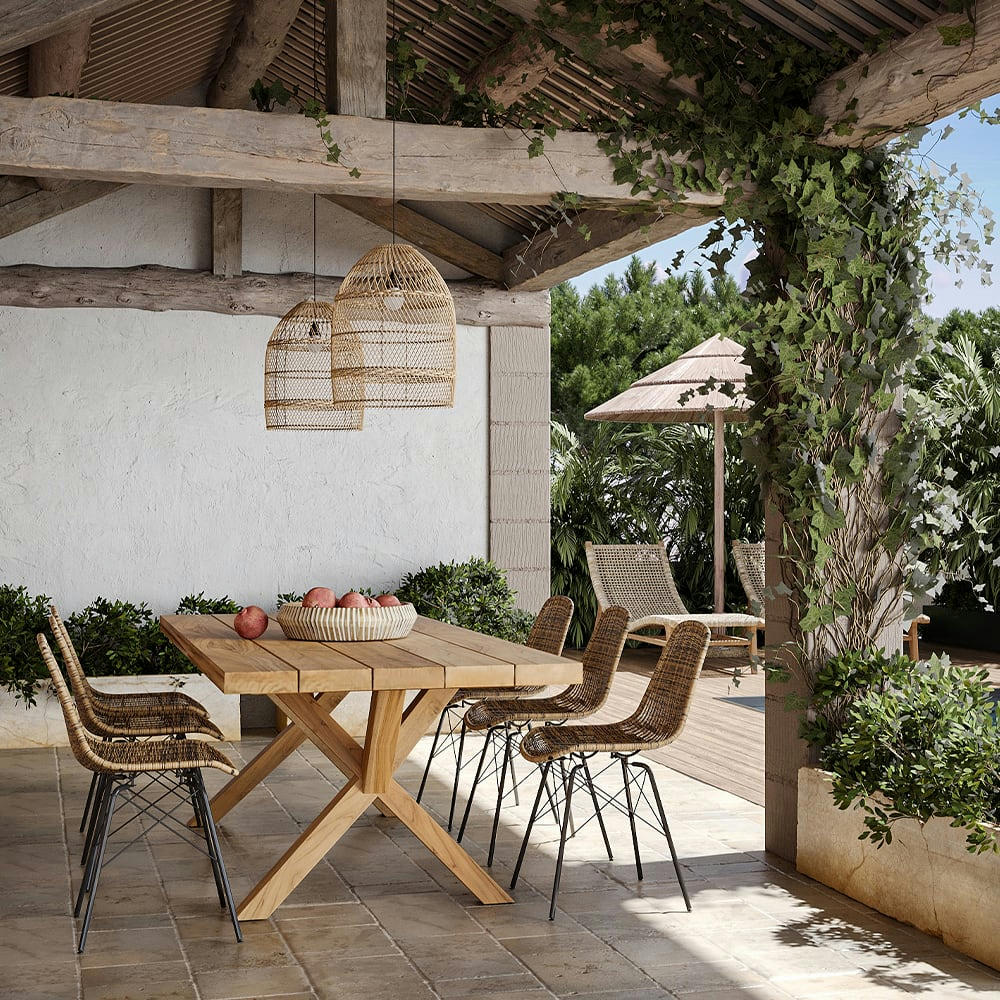 TIPTUR - Chaise en résine tressée marron (lot de 2)