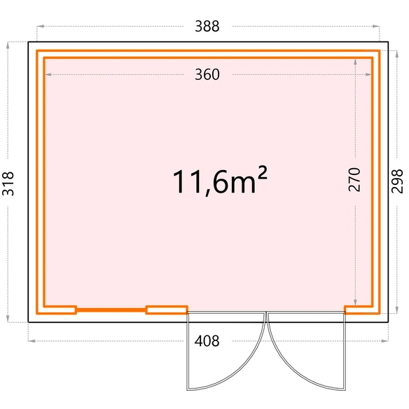 Gerätehaus »Classico«, BxHxT: 408 x 260 x 318 cm (Außenmaß inkl. Dachüberstand)