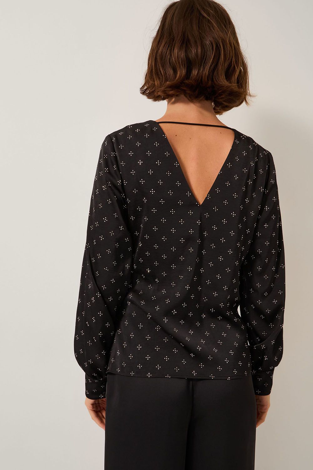 Monsoon Margo Hotfix Long Sleeve Blouse Black