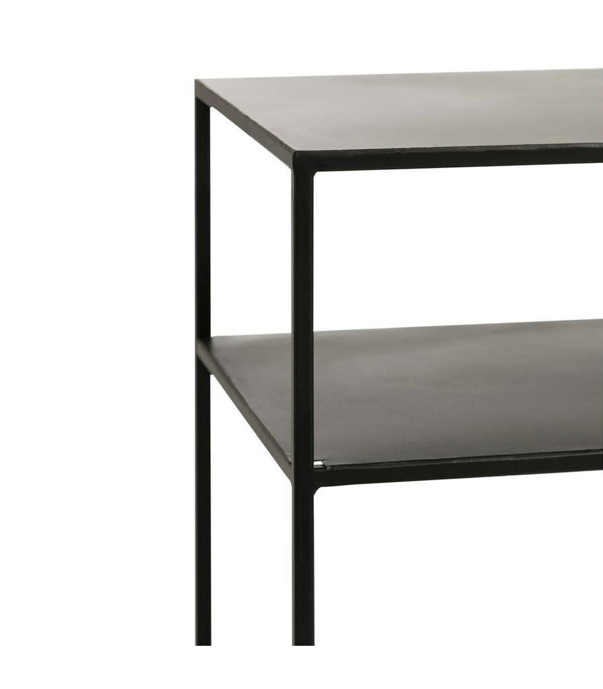 RIOLO - Console Rectangulaire 2 plateaux en métal noir