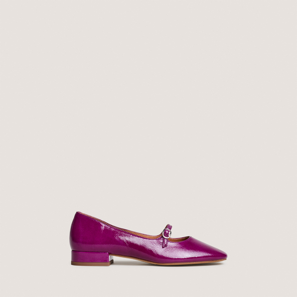 Ballerines à bouts carrésen vernis plissé violet | DIV