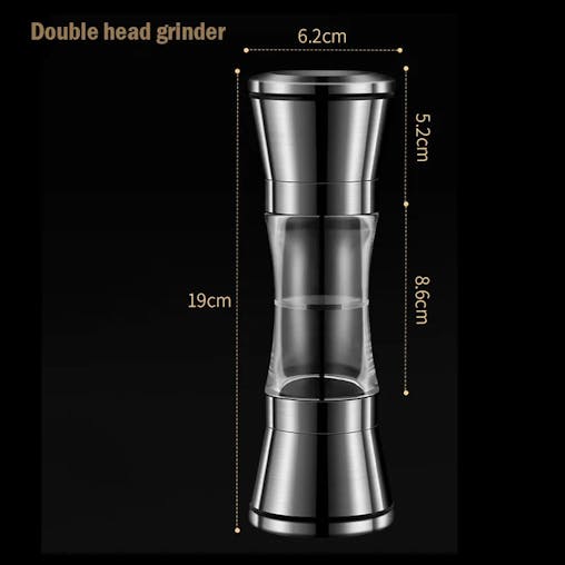 NNEOBA 2-in-1 Stainless Steel Pepper Grinder Double-Head Manual Spice Mill Silver