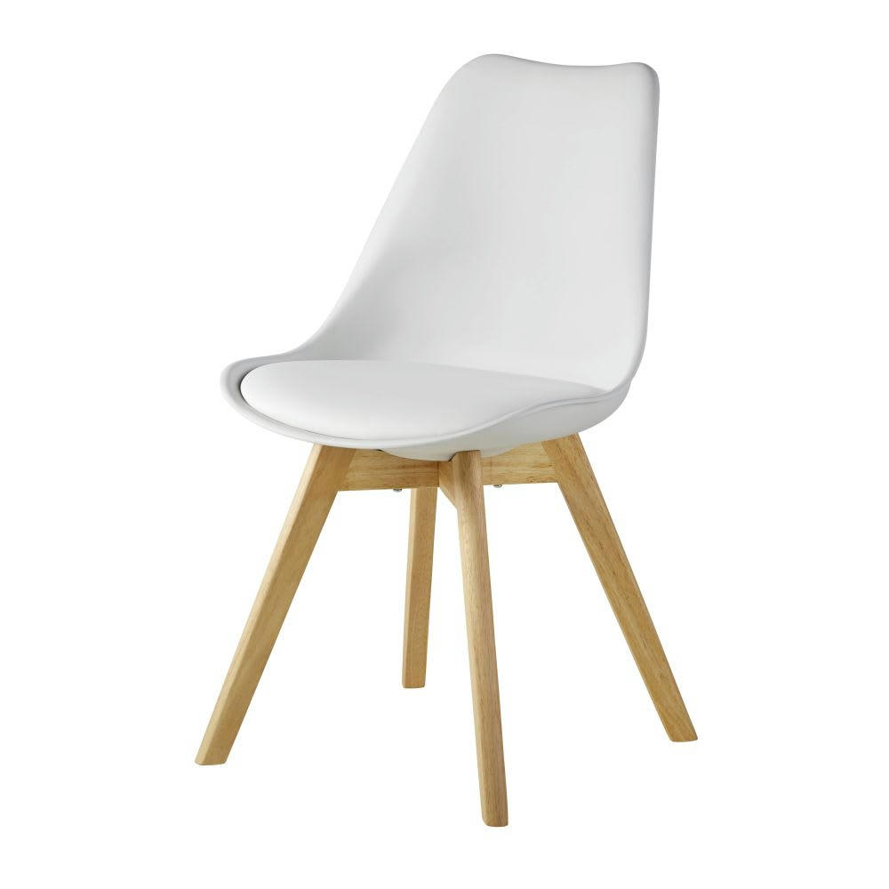 Ice - Chaise style scandinave en polypropylène blanc éclatant et bois d