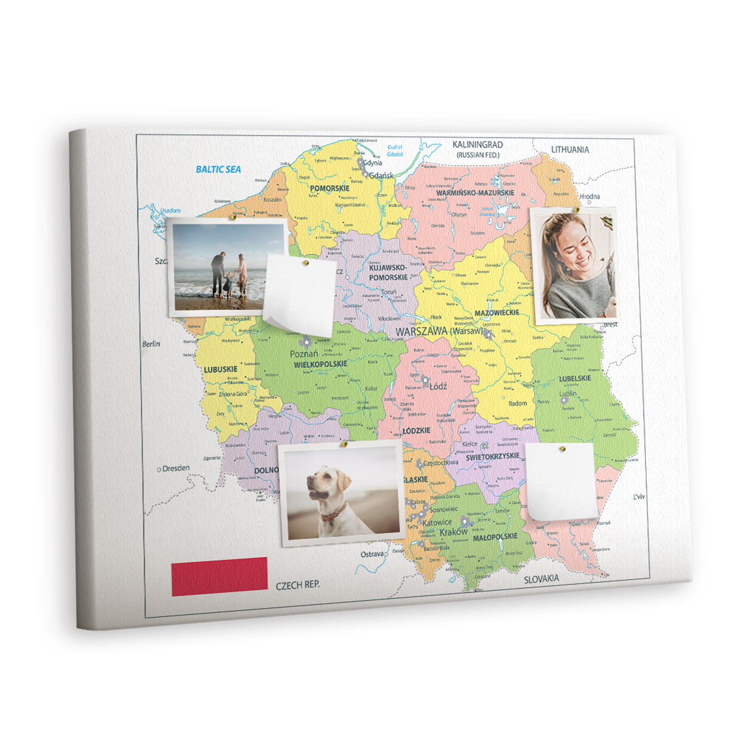 Tablica korkowa 100x70 cm do sypialni   pinezki Mapa