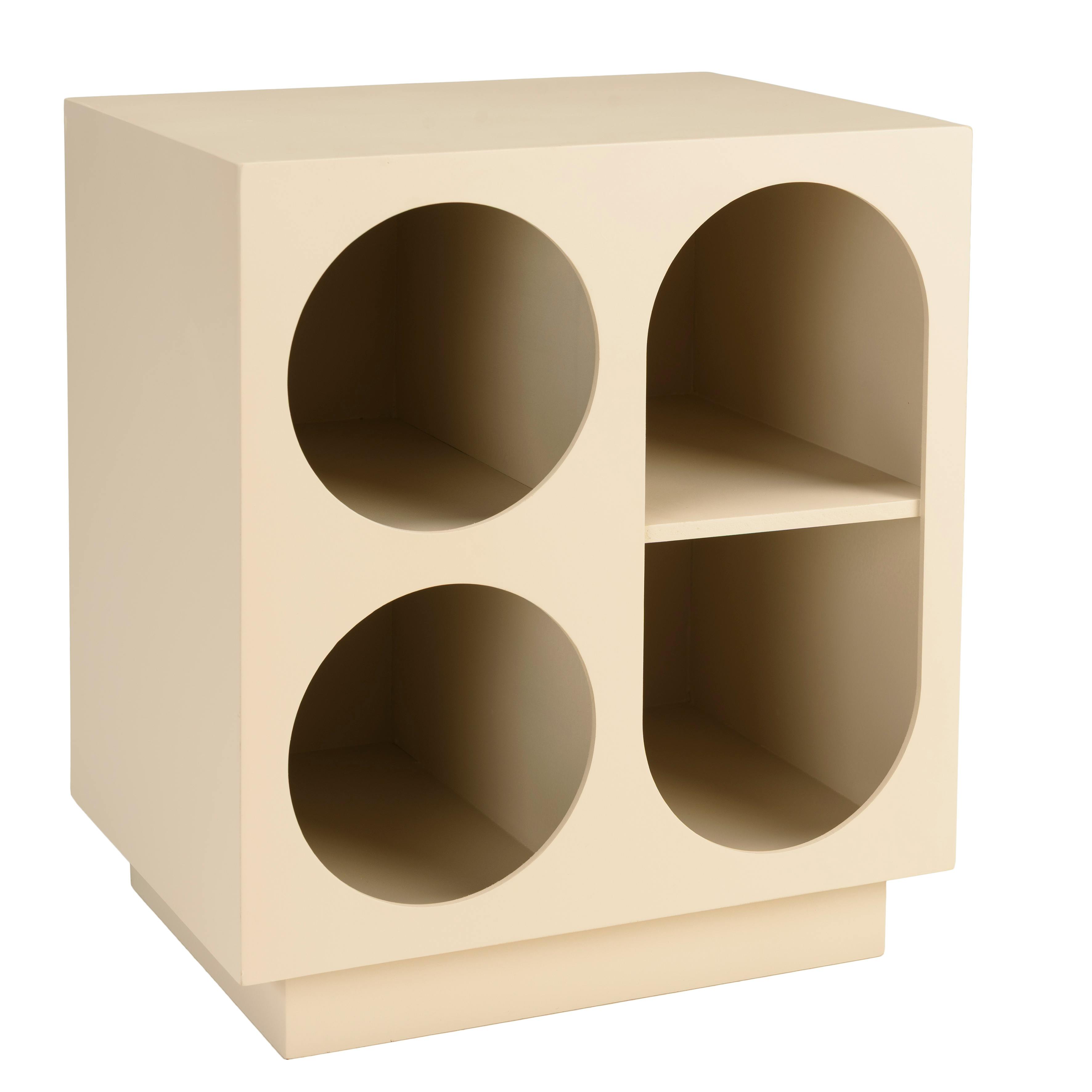 Table de chevet 40x30cm 4 niches en bois peint beige CASTILLE