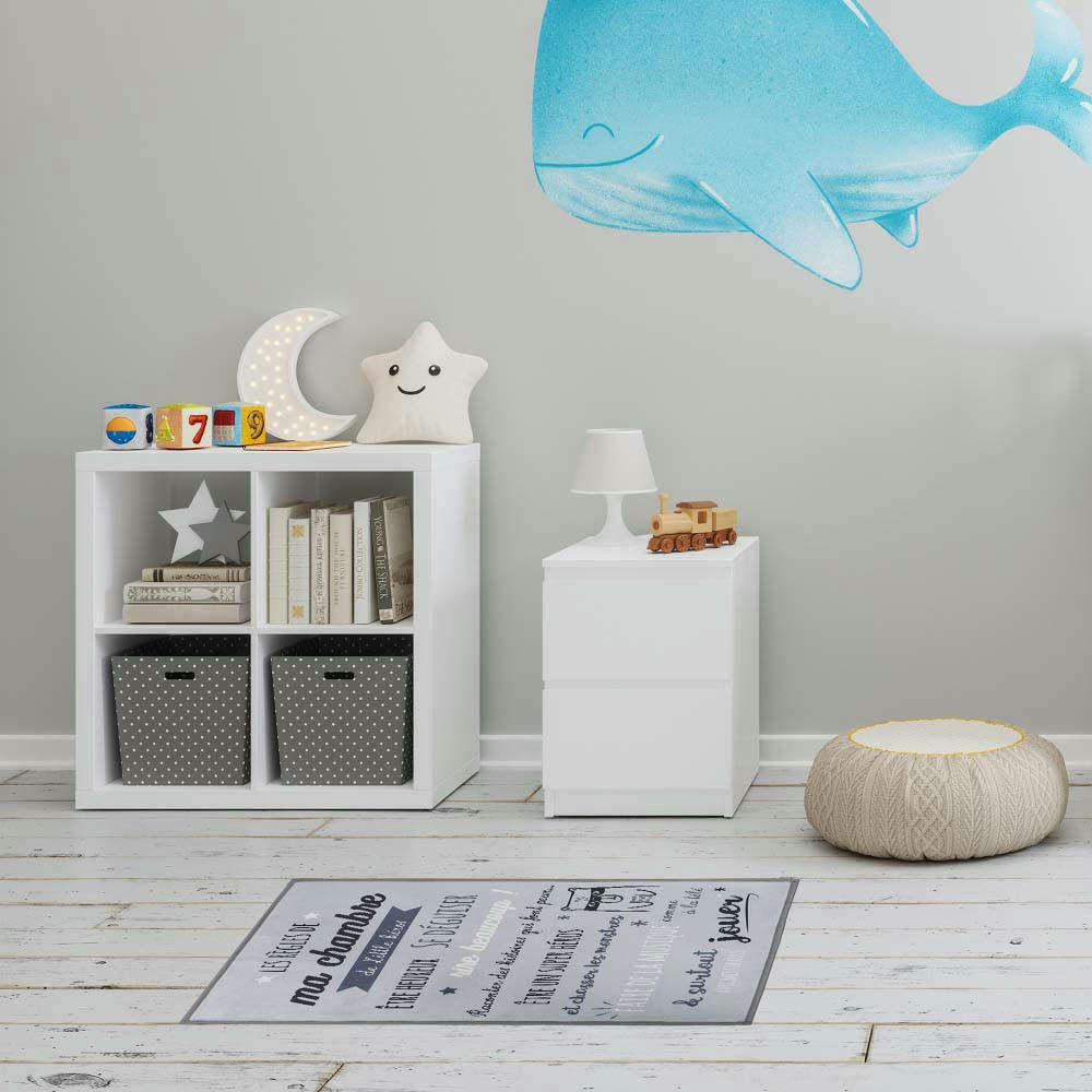 - Tapis règles de la chambre enfant 60x90 cm gris