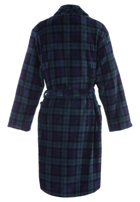 Mens Green Check Shawl Collar Dressing Gown