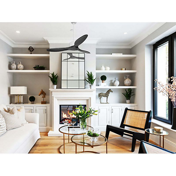 Modulo de KlassFan - Super destratificateur et ventilateur DC 132 cm Blanc pales bois noir sans Lumière25 à 40 m²