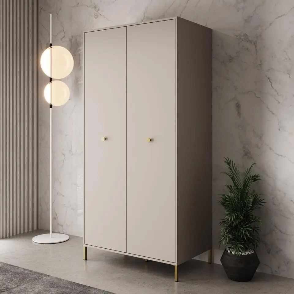 Meubella - Syran - Kledingkast 2 deurs - Beige - 94x56x196 cm