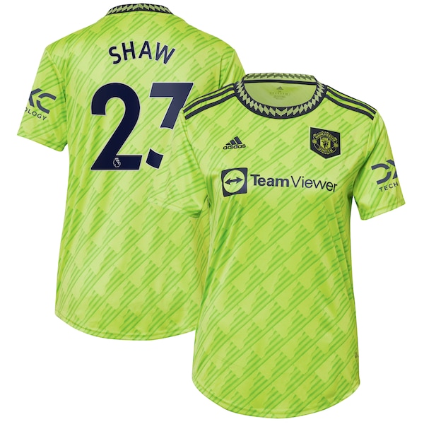 Luke Shaw Manchester United adidas Women's 2022/23 Third Replica Player Jersey - Neon Green