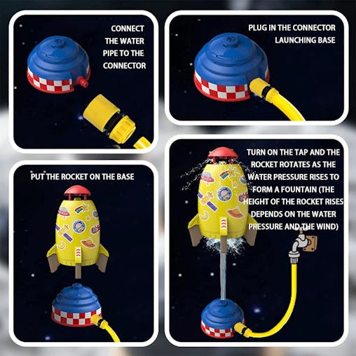 NNEOBA Space Jet Sprinkler Spinning Water Toy for Kids