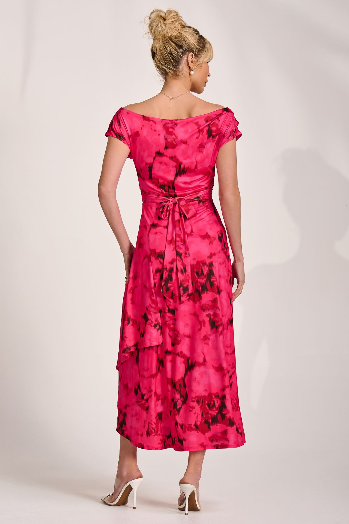 Jolie Moi Draped Asymmetric Jersey Midi dress