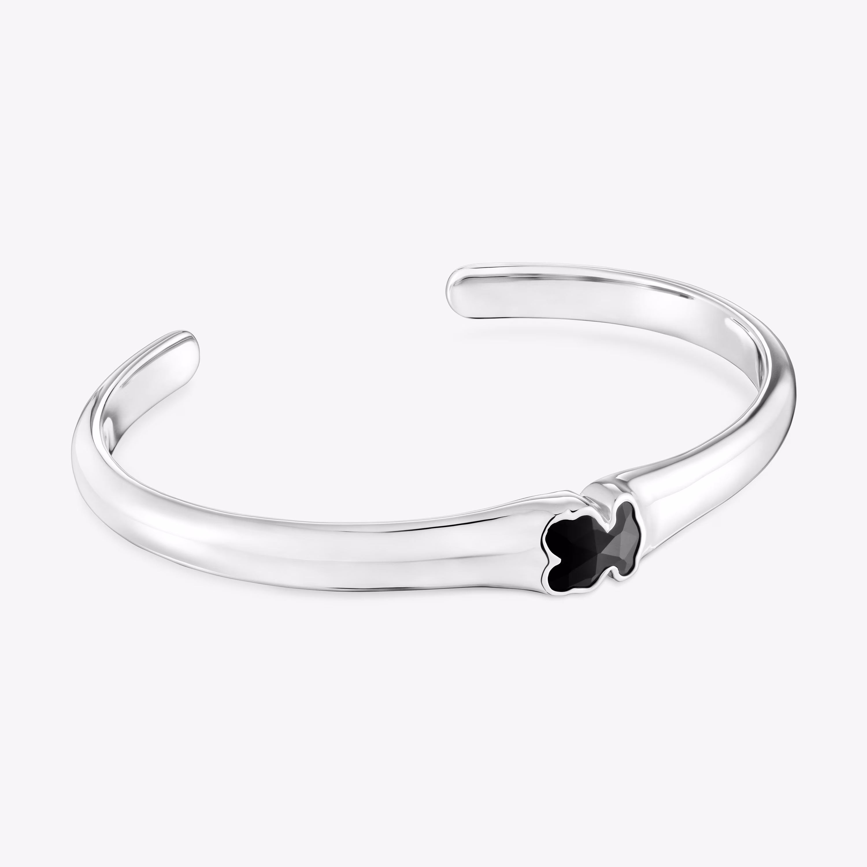 Pulsera esclava de plata y motivo oso en ónix 10 mm Icon Color