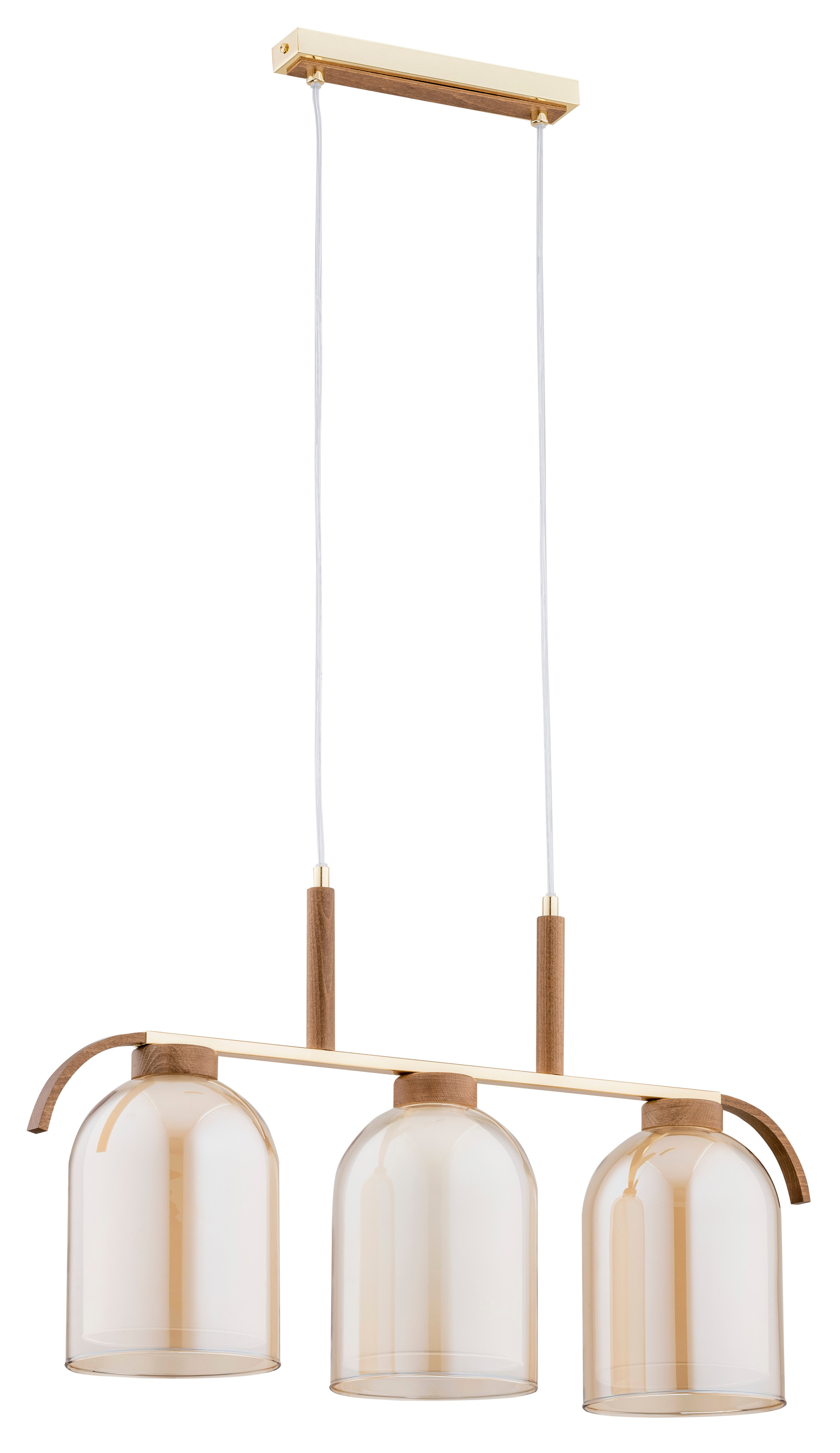 Lampa wisząca jasne drewno-złota-miodowy ARIS 3xE27x15W Alfa