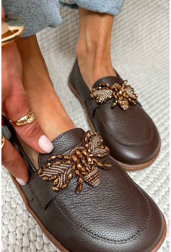 Czekoladowe mokasyny barefoot Otesa