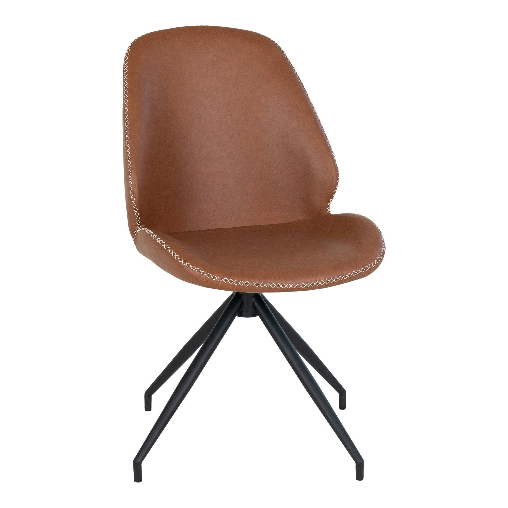 Chaise pivotante marron vintage avec surpiqure décorative (lot de 2) BERLIN