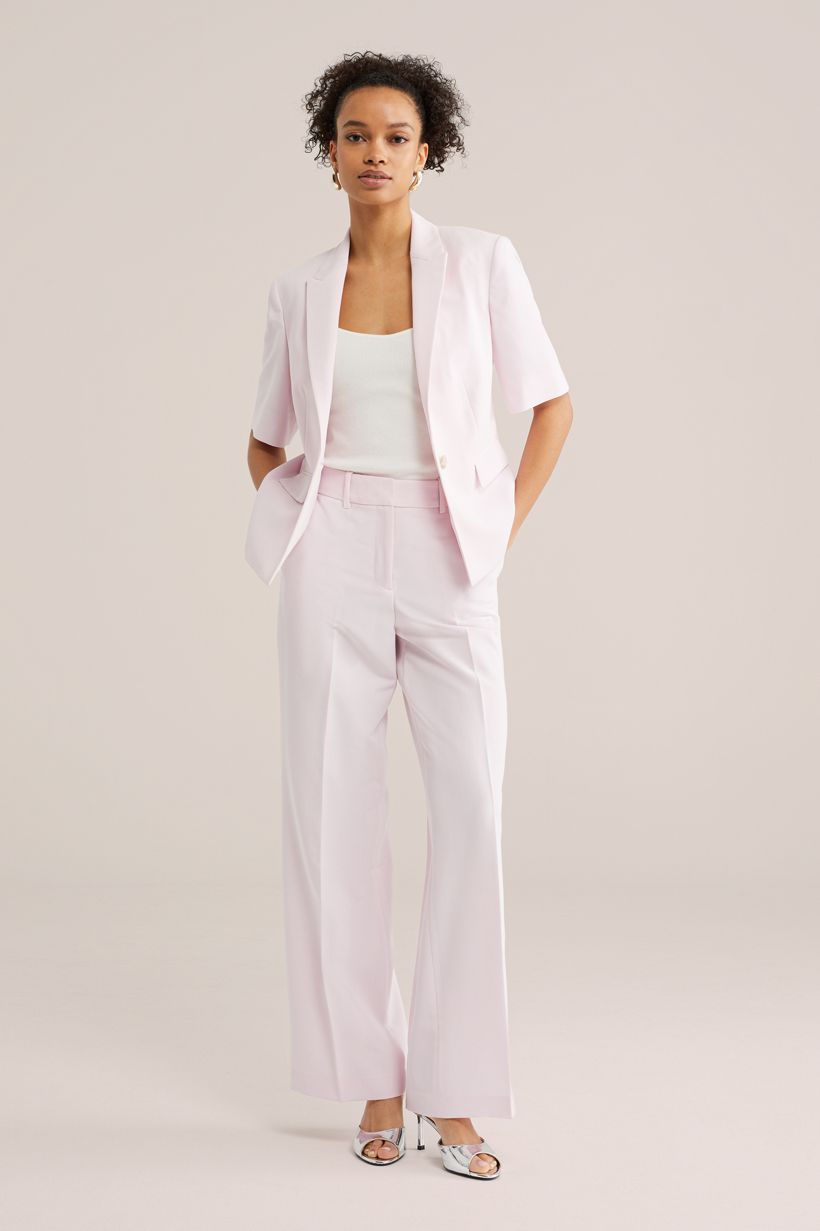 Dames regular fit blazer met korte mouwen