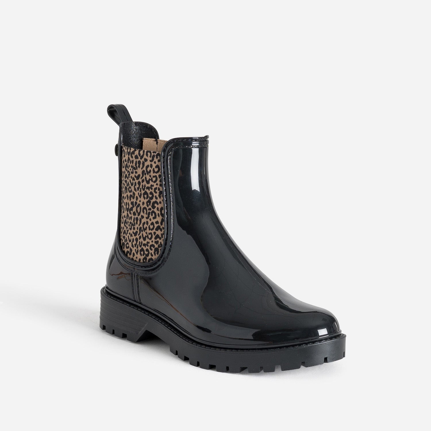Chelsea boots de pluie IGOR noir détails léopard