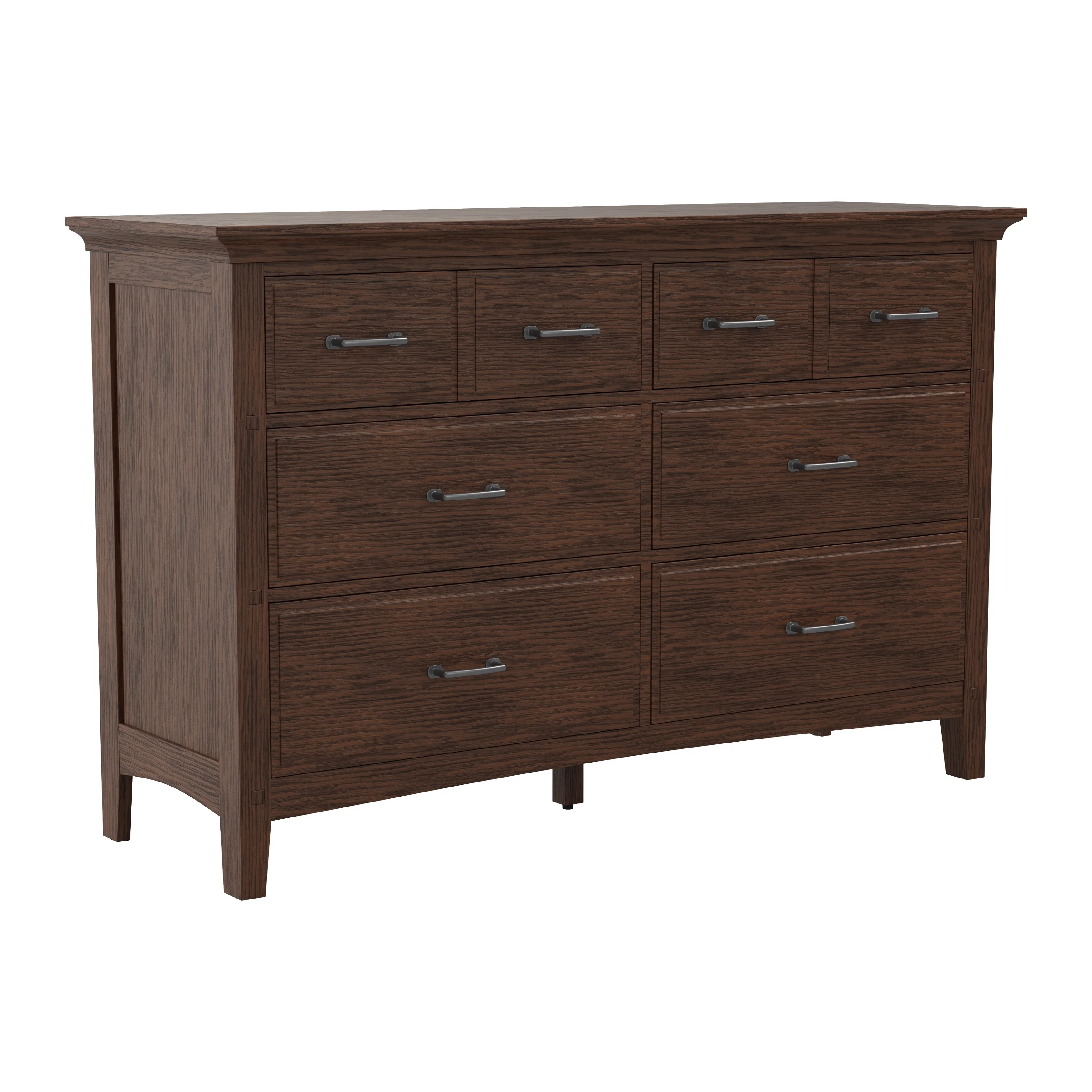 Modern Mission 6 Drawer Dresser in Vintage Oak Finish