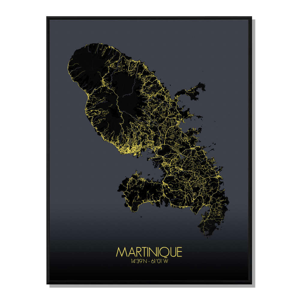 - Affiche Martinique Carte Nuit 40x50