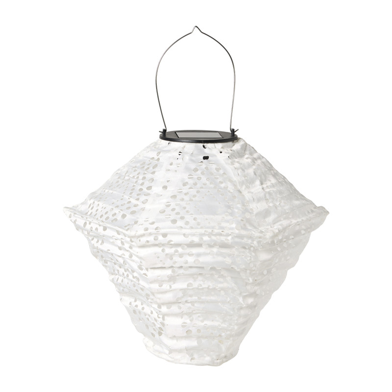 Solar barok lampion ruit - wit -&Oslash;24x28 cm