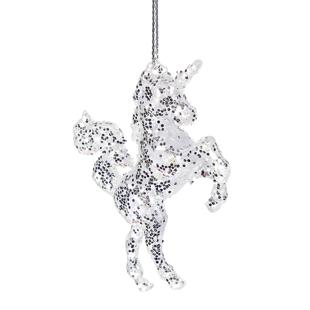 Suspension Licorne de No&euml;l acrylique pailleté
