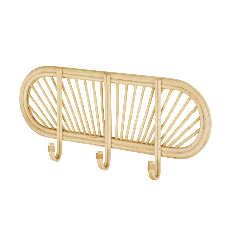 AUBIN - Patère 3 crochets en rotin beige