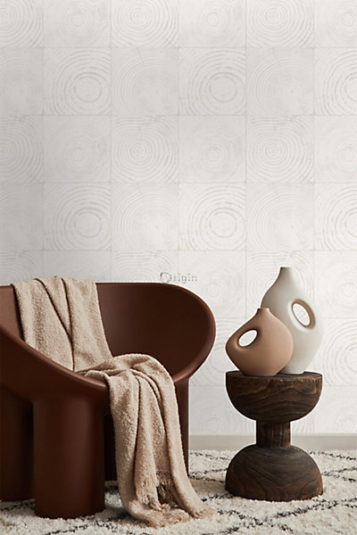 Origin Wallcoverings papier peint sections transversales des troncs d'arbres blanc d'ivoire 53 cm x 10.05 m
