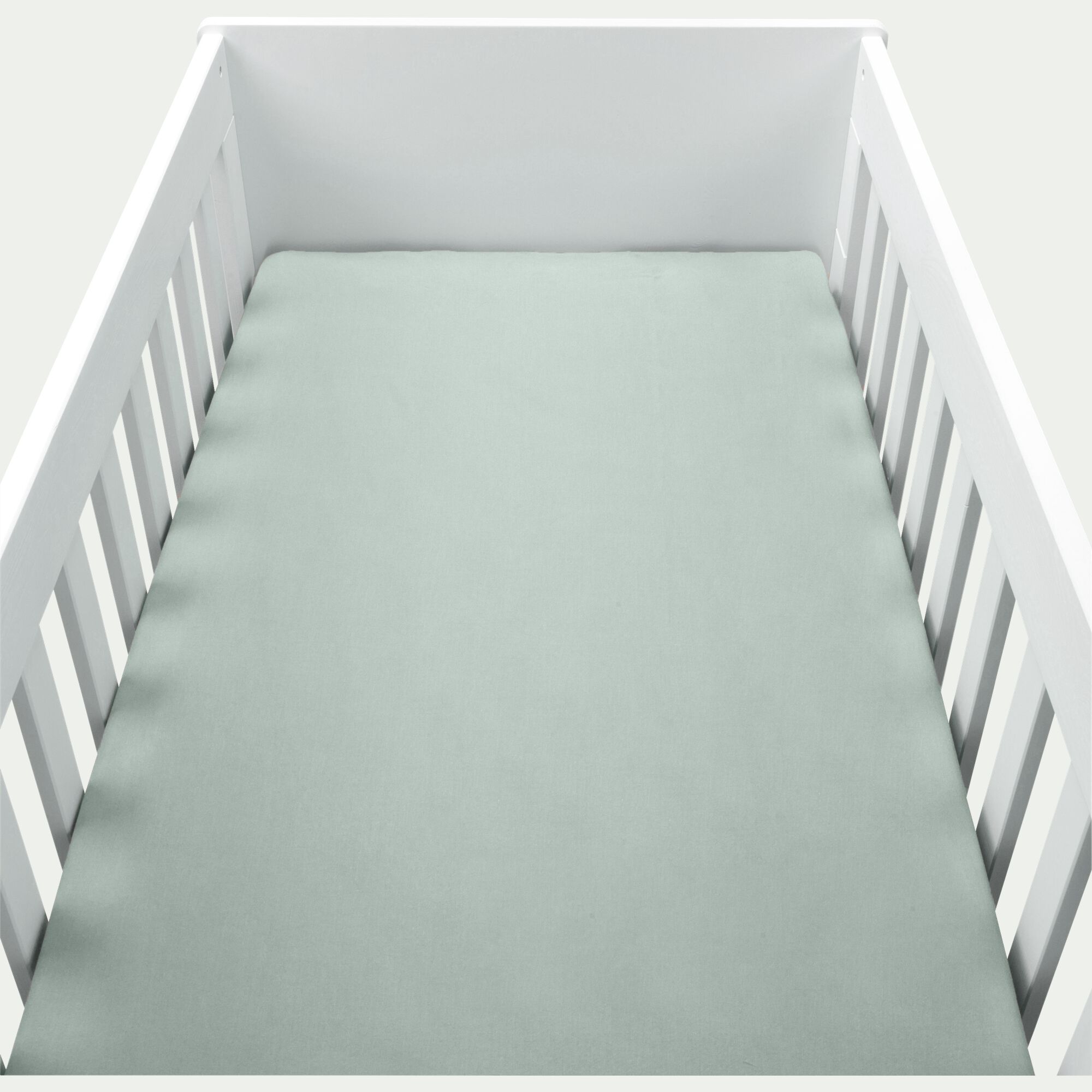 CALANQUES - Drap housse bébé en coton bio 60x120 B15cm - vert