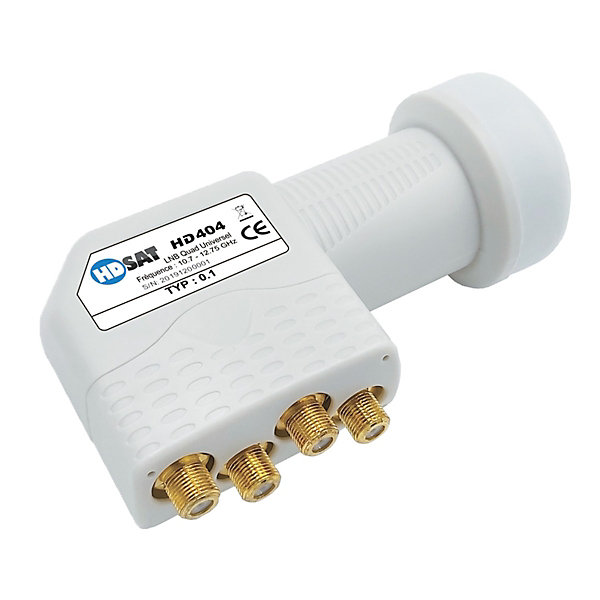 HD404 LNB Quad Full HD 4K Tête Parabole 4 sorties 0,1dB Compatible ASTRA EUTELSAT HDSAT