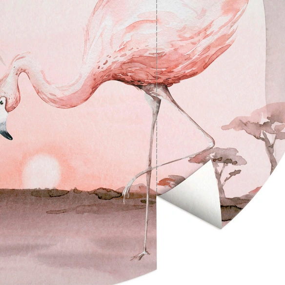 Vliestapete »Runde Vliestapete«, Kvilis Flamingos Vögel, mehrfarbig, matt