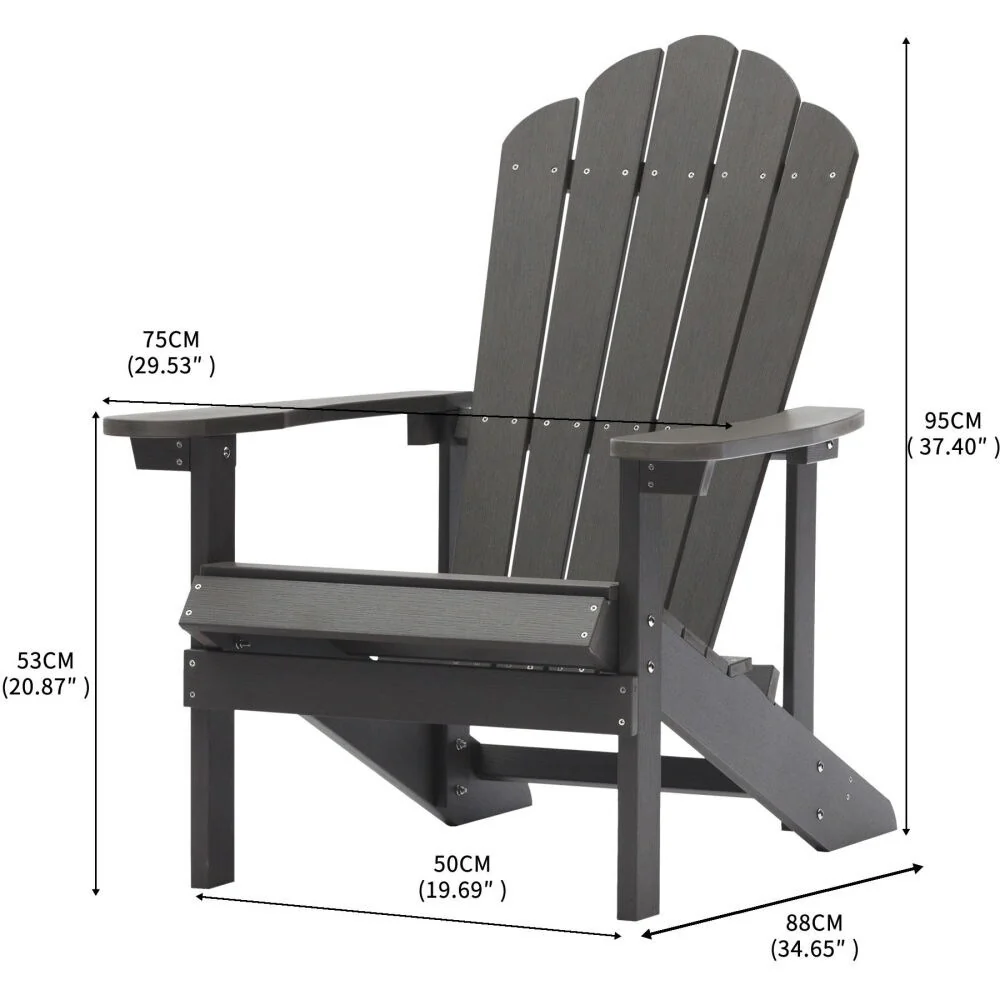 Outdoor Patio Garden Resistant Plastic Resin Firepit Adirondack Chair