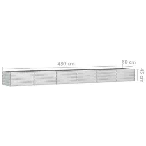 NNEVL Garden Raised Bed 480x80x45 cm Galvanized Steel Silver