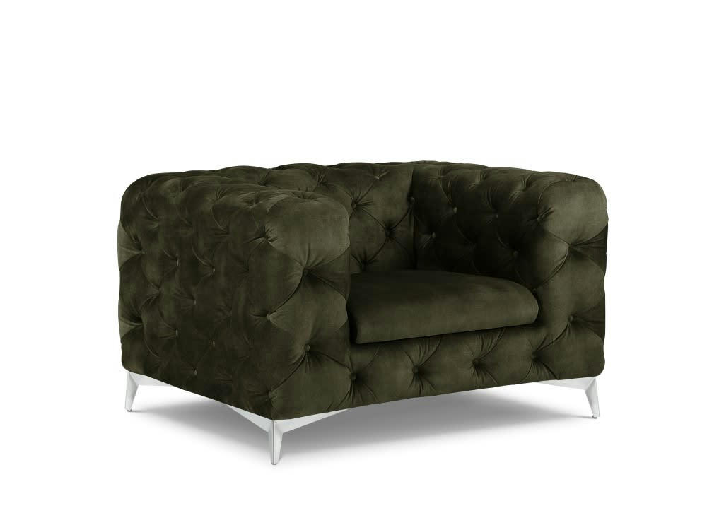 VIOLANE - Fauteuil en velours vert foncé