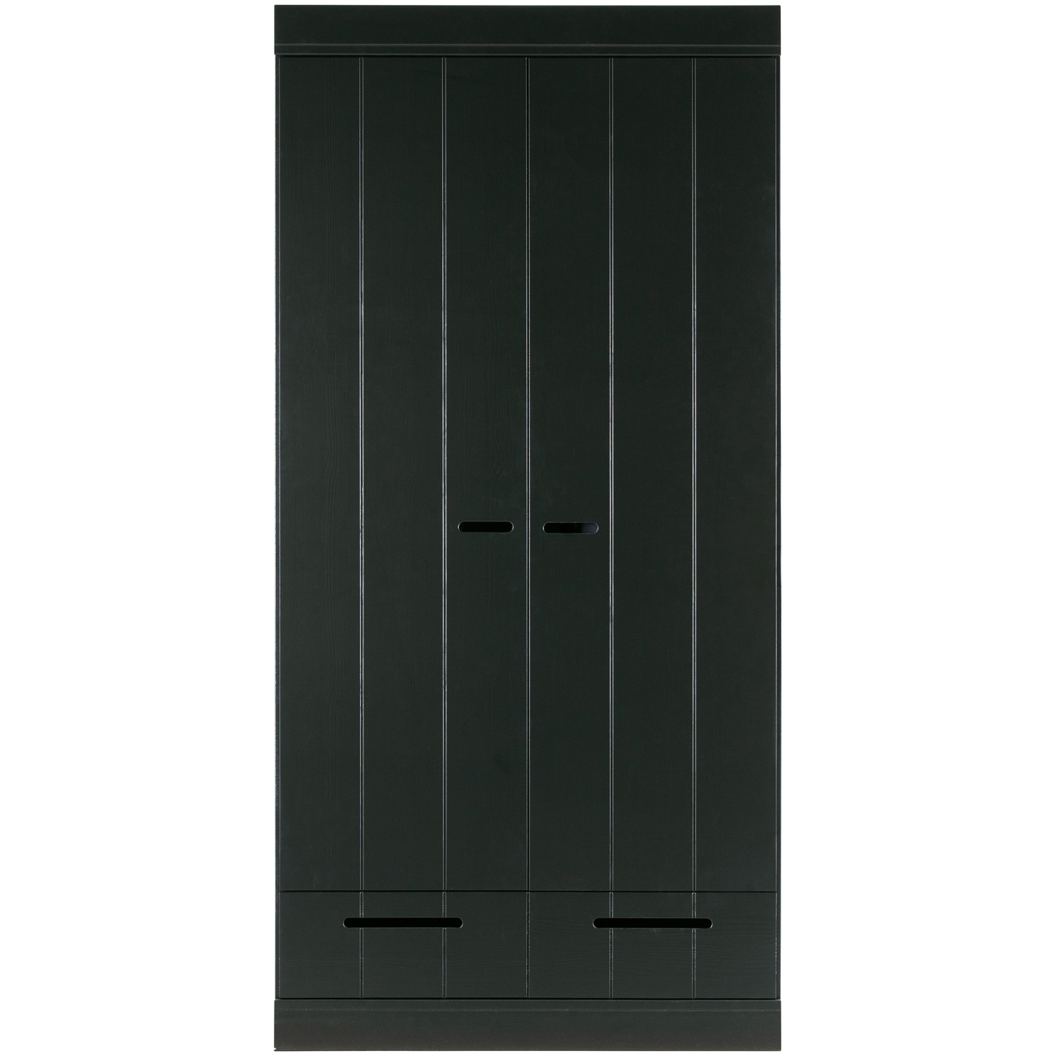 WOOOD kledingkast 2-deurs met lade Connect - Grenen - Zwart - 195x94x53