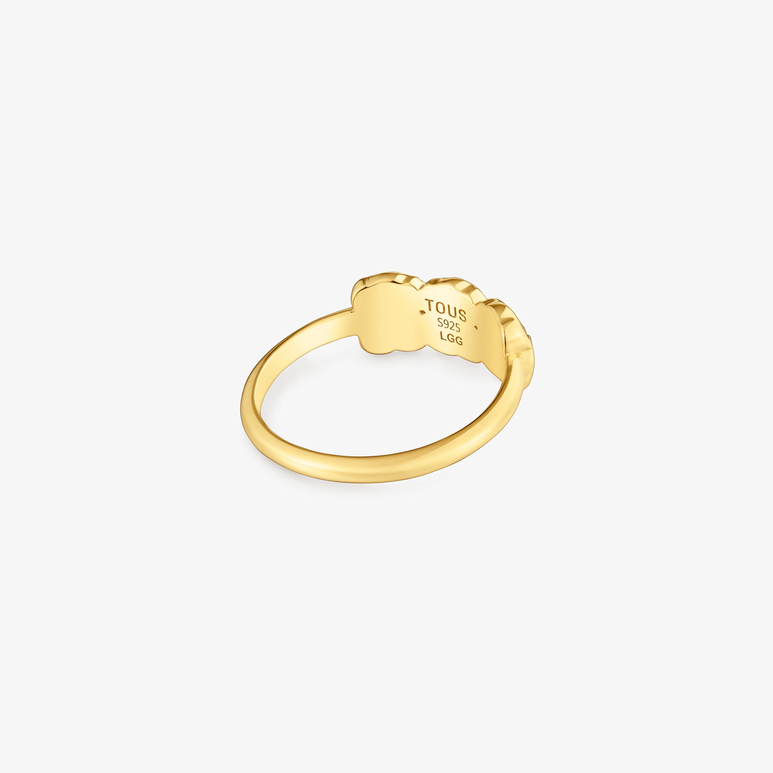 Claws ring con baño de oro 18 kt sobre plata y gemas creadas en laboratorio Icon Color LGG