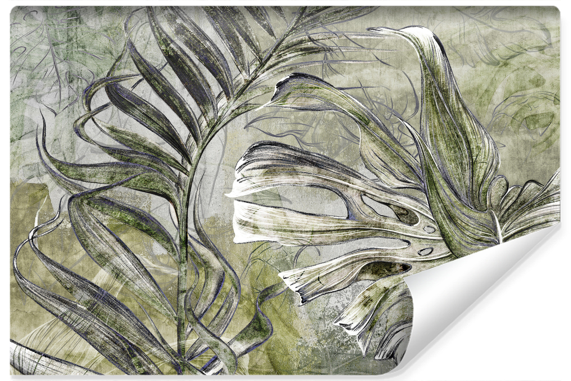 Fototapeta ABSTRAKCJA Monstera Liście Mur 90x60cm