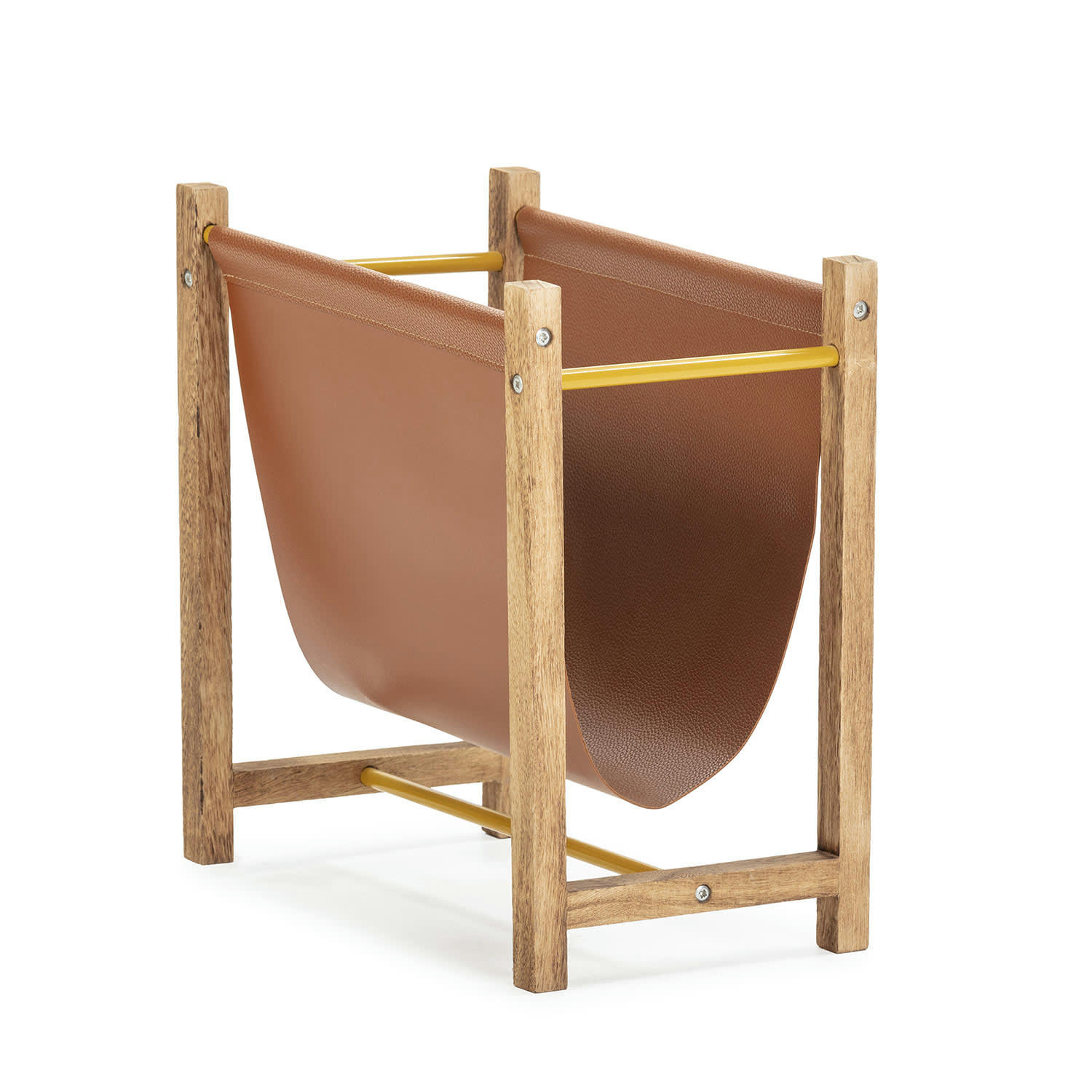 BENTO - Porte-revues en cuir synthétique et bois naturel