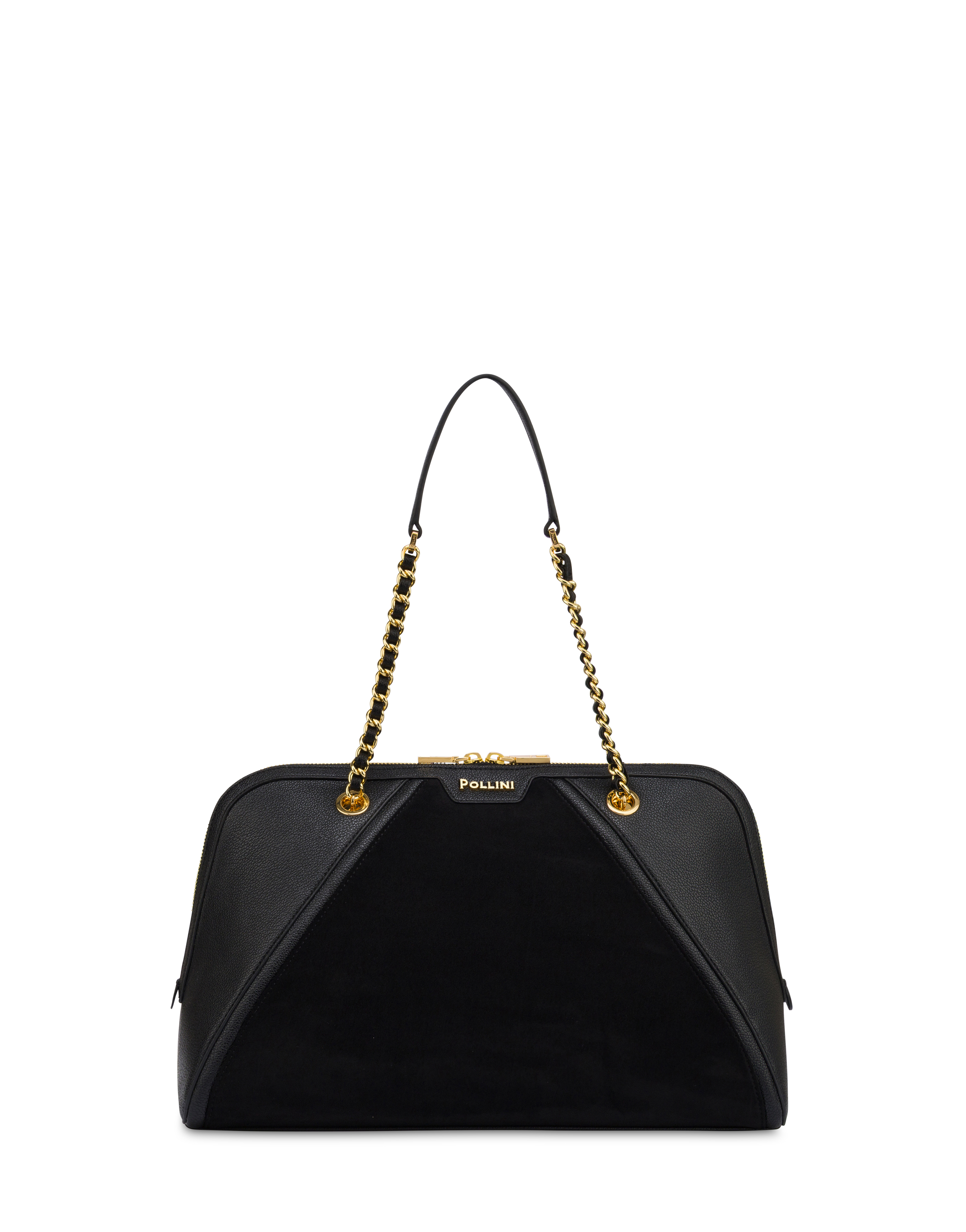 Borsa A Spalla Frame In Mini Grained Pu E Fabric Suede Nero/nero