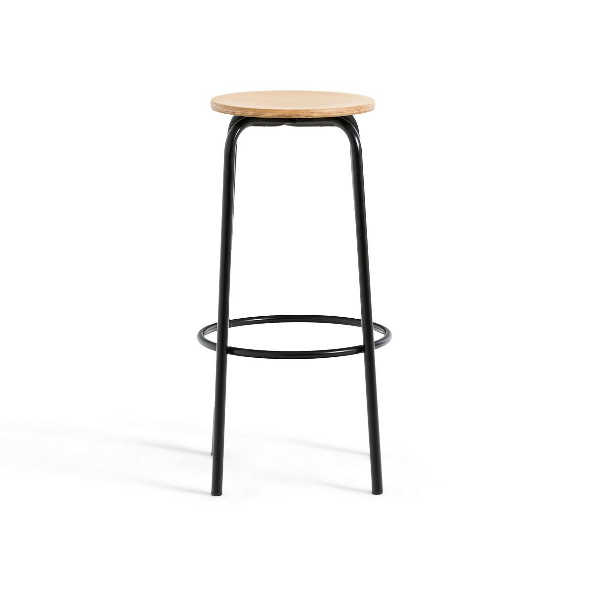 Tabouret de bar piètement métal acier H75 cm, Hiba