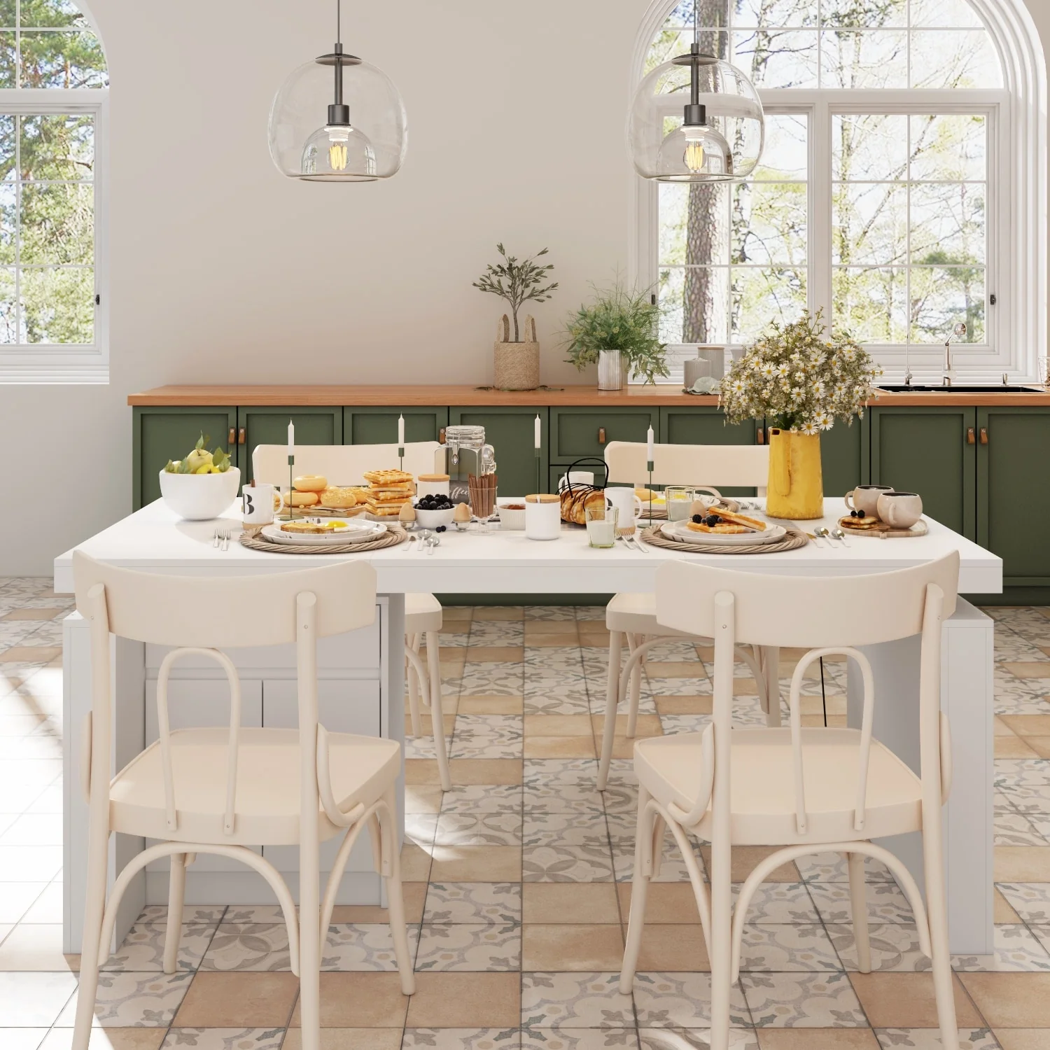 Ergonomic Sit-Stand Desk Pure White Elegance with Side Cabinet Table