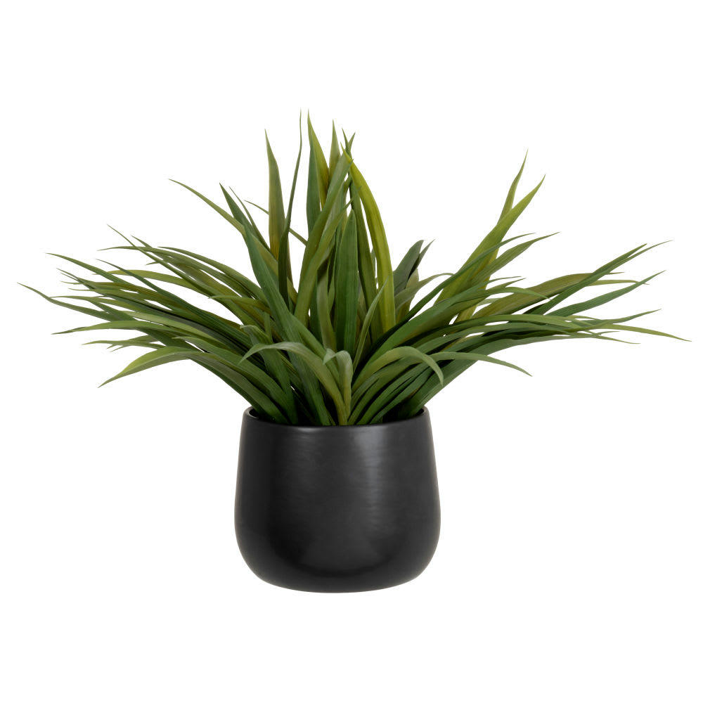 MARINA - Plante verte artificielle et pot en grès noir